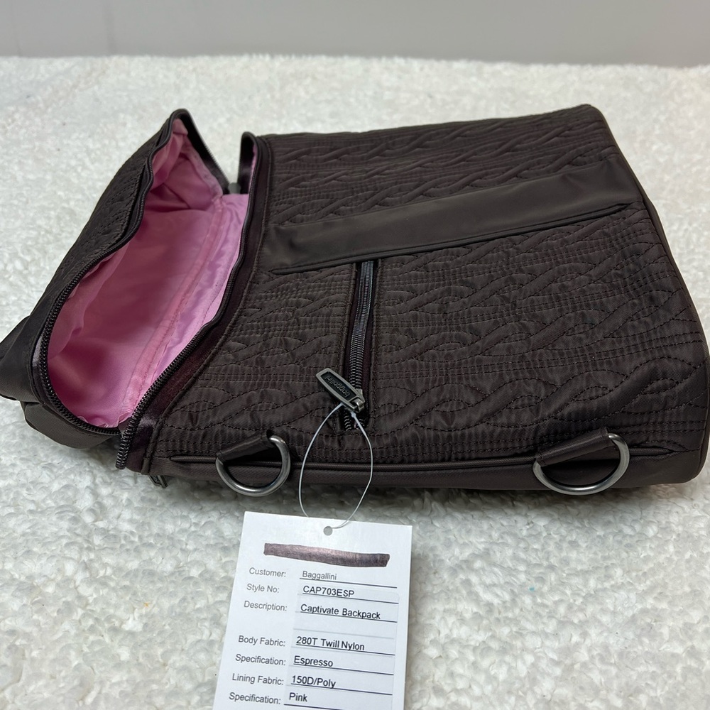 Baggallini Quilted Captivate Backpack Messenger Sholder Bag - Dark Brown NWOT - Picture 6 of 16